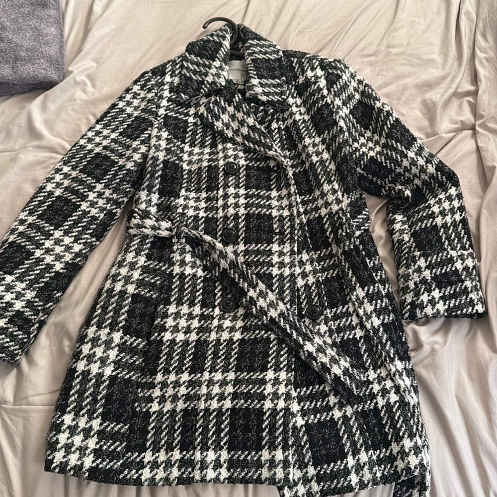 Vintage plaid pea coat